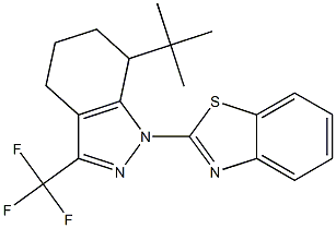 2-[7-TERT-BUTYL-3-(TRIFLUOROMETHYL)-4,5,6,7-TETRAHYDRO-1H-INDAZOL-1-YL]-1,3-BENZOTHIAZOLE 结构式