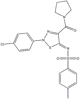 N-[(5Z)-2-(4-CHLOROPHENYL)-4-(PYRROLIDIN-1-YLCARBONYL)-1,2,3-THIADIAZOL-5(2H)-YLIDENE]-4-METHYLBENZENESULFONAMIDE 结构式