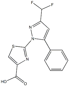 2-[3-(DIFLUOROMETHYL)-5-PHENYL-1H-PYRAZOL-1-YL]-1,3-THIAZOLE-4-CARBOXYLIC ACID 结构式