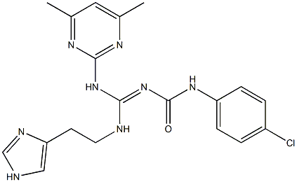 N-(4-CHLOROPHENYL)-N'-((1E)-[(4,6-DIMETHYLPYRIMIDIN-2-YL)AMINO]{[2-(1H-IMIDAZOL-4-YL)ETHYL]AMINO}METHYLENE)UREA 结构式