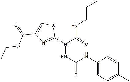 ETHYL 2-[1-[(PROPYLAMINO)CARBONYL]-2-(4-TOLUIDINOCARBONYL)HYDRAZINO]-1,3-THIAZOLE-4-CARBOXYLATE 结构式
