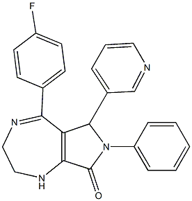 5-(4-Fluorophenyl)-7-phenyl-6-pyridin-3-yl-2,3,6,7-tetrahydropyrrolo[3,4-e][1,4]diazepin-8(1H)-one 结构式