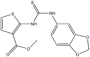 METHYL 2-(((BENZO[D]1,3-DIOXOLAN-5-YLAMINO)THIOXOMETHYL)AMINO)THIOPHENE-3-CARBOXYLATE 结构式