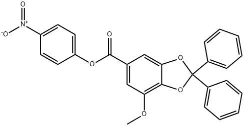 4-NITROPHENYL 7-METHOXY-2,2-DIPHENYL-1,3-BENZODIOXOLE-5-CARBOXYLATE 结构式