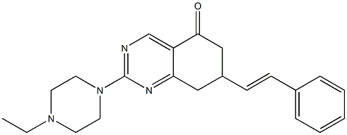 2-(4-Ethyl-1-piperazinyl)-7-[(E)-2-phenylethenyl]-7,8-dihydro-5(6H)-quinazolinone 结构式