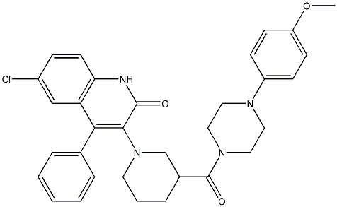 6-CHLORO-3-(3-(4-(4-METHOXYPHENYL)PIPERAZINE-1-CARBONYL)PIPERIDIN-1-YL)-4-PHENYLQUINOLIN-2(1H)-ONE 结构式