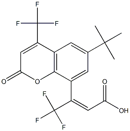 6-TERT-BUTYL-8-(2-CARBOXY-1-TRIFLUOROMETHYL-(E)-ETHENYL)-4-(TRIFLUOROMETHYL)COUMARIN 结构式