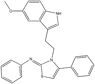 N-[3-[2-(5-METHOXY-1H-INDOL-3-YL)ETHYL]-4-PHENYL-1,3-THIAZOL-2(3H)-YLIDENE]ANILINE 结构式