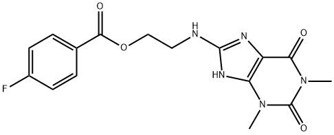 2-[(1,3-DIMETHYL-2,6-DIOXO-2,3,6,7-TETRAHYDRO-1H-PURIN-8-YL)AMINO]ETHYL 4-FLUOROBENZOATE 结构式