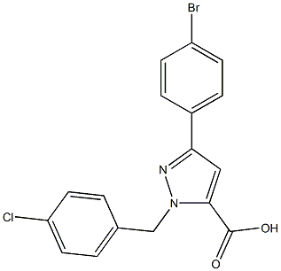 1-(4-CHLOROBENZYL)-3-(4-BROMOPHENYL)-1H-PYRAZOLE-5-CARBOXYLIC ACID 结构式