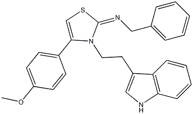 N-[(2E)-3-[2-(1H-Indol-3-yl)ethyl]-4-(4-methoxyphenyl)-1,3-thiazol-2(3H)-ylidene]-N-benzylamine 结构式