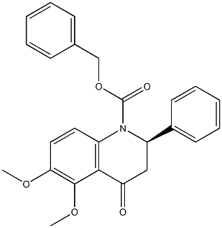 (2R)-1-BENZYLOXYCARBONYL-5,6-DIMETHOXY-2-PHENYL-2,3-DIHYDRO-4-QUINOLONE 结构式