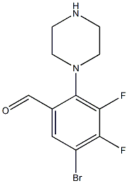 5-BROMO-3,4-DIFLUORO-2-PIPERAZIN-1-YL-BENZALDEHYDE 结构式