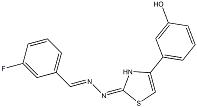 3-FLUOROBENZALDEHYDE [(2E)-4-(3-HYDROXYPHENYL)-1,3-THIAZOL-2(3H)-YLIDENE]HYDRAZONE 结构式