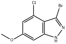 3-BROMO-4-CHLORO-6-METHOXY (1H)INDAZOLE 结构式