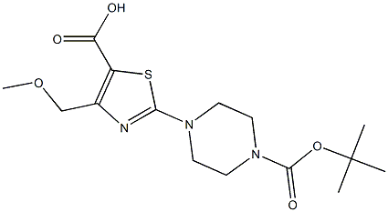 2-(4-(TERT-BUTOXYCARBONYL)PIPERAZIN-1-YL)-4-(METHOXYMETHYL)THIAZOLE-5-CARBOXYLIC ACID 结构式