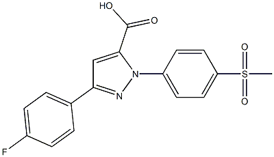 3-(4-FLUOROPHENYL)-1-(4-(METHYLSULFONYL)PHENYL)-1H-PYRAZOLE-5-CARBOXYLIC ACID 结构式