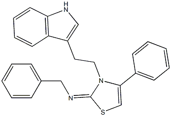 N-[3-[2-(1H-INDOL-3-YL)ETHYL]-4-PHENYL-1,3-THIAZOL-2(3H)-YLIDENE](PHENYL)METHANAMINE 结构式