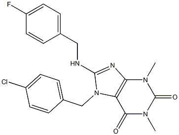 7-(4-CHLOROBENZYL)-8-[(4-FLUOROBENZYL)AMINO]-1,3-DIMETHYL-3,7-DIHYDRO-1H-PURINE-2,6-DIONE 结构式