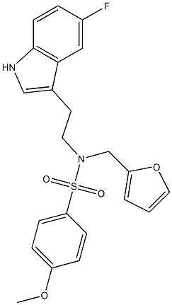 N-[2-(5-FLUORO-1H-INDOL-3-YL)ETHYL]-N-(2-FURYLMETHYL)-4-METHOXYBENZENESULFONAMIDE 结构式