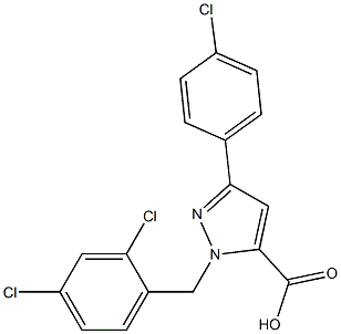 1-(2,4-Dichlorobenzyl)-3-(4-chlorophenyl)-1H-pyrazole-5-carboxylic acid 结构式