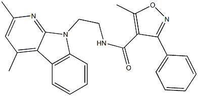 N-[2-(2,4-Dimethyl-9H-pyrido[2,3-b]indol-9-yl)ethyl]-5-methyl-3-phenyl-4-isoxazolecarboxamide 结构式