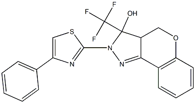 2-(4-PHENYL-1,3-THIAZOL-2-YL)-3-(TRIFLUOROMETHYL)-2,3,3A,4-TETRAHYDROCHROMENO[4,3-C]PYRAZOL-3-OL 结构式