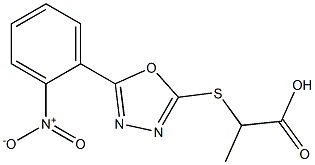 2-([5-(2-NITROPHENYL)-1,3,4-OXADIAZOL-2-YL]THIO)PROPANOIC ACID 结构式