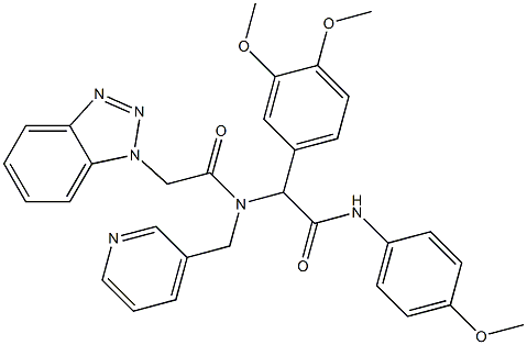 2-(2-(1H-BENZO[D][1,2,3]TRIAZOL-1-YL)-N-(PYRIDIN-3-YLMETHYL)ACETAMIDO)-2-(3,4-DIMETHOXYPHENYL)-N-(4-METHOXYPHENYL)ACETAMIDE 结构式