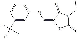 3-Ethyl-2-thioxo-5-(((3-(trifluoromethyl)phenyl)amino)methylene)-1,3-thiazolidin-4-one 结构式