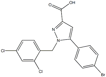 1-(2,4-DICHLOROBENZYL)-5-(4-BROMOPHENYL)-1H-PYRAZOLE-3-CARBOXYLIC ACID 结构式