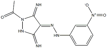 (4E)-1-ACETYL-3,5-DIIMINOPYRAZOLIDIN-4-ONE (3-NITROPHENYL)HYDRAZONE 结构式