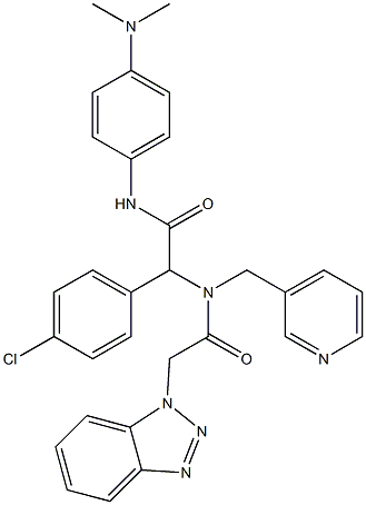 2-(2-(1H-BENZO[D][1,2,3]TRIAZOL-1-YL)-N-(PYRIDIN-3-YLMETHYL)ACETAMIDO)-2-(4-CHLOROPHENYL)-N-(4-(DIMETHYLAMINO)PHENYL)ACETAMIDE 结构式