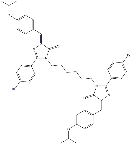 (Z)-2-(4-Bromophenyl)-1-(6-((E)-2-(4-bromophenyl)-4-(4-isopropoxybenzylidene)-5-oxo-4,5-dihydroimidazol-1-yl)hexyl)-4-(4-isopropoxybenzylidene)-1H-imidazol-5(4H)-one 结构式