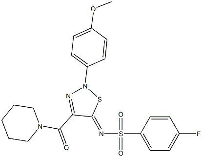 4-FLUORO-N-[2-(4-METHOXYPHENYL)-4-(1-PIPERIDINYLCARBONYL)-1,2,3-THIADIAZOL-5(2H)-YLIDENE]BENZENESULFONAMIDE 结构式