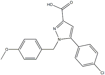 1-(4-METHOXYBENZYL)-5-(4-CHLOROPHENYL)-1H-PYRAZOLE-3-CARBOXYLIC ACID 结构式