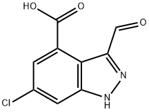 6-CHLORO-3-CARBOXALDEHYDE-(1H)INDAZOLE-4-CARBOXYLIC ACID 结构式