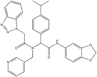 2-(2-(1H-BENZO[D][1,2,3]TRIAZOL-1-YL)-N-(PYRIDIN-3-YLMETHYL)ACETAMIDO)-N-(BENZO[D][1,3]DIOXOL-5-YL)-2-(4-ISOPROPYLPHENYL)ACETAMIDE 结构式