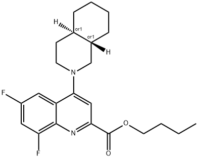 BUTYL 6,8-DIFLUORO-4-((4AR,8AS)-OCTAHYDROISOQUINOLIN-2(1H)-YL)QUINOLINE-2-CARBOXYLATE 结构式