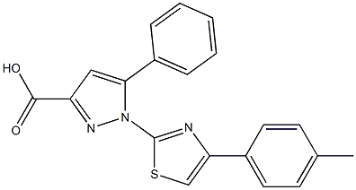 1-[4-(4-METHYLPHENYL)-1,3-THIAZOL-2-YL]-5-PHENYL-1H-PYRAZOLE-3-CARBOXYLIC ACID 结构式