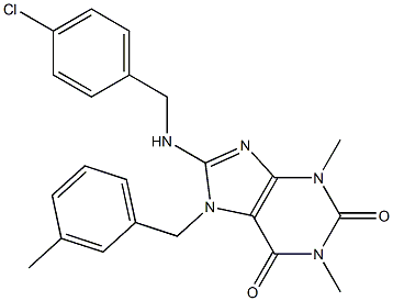 8-[(4-CHLOROBENZYL)AMINO]-1,3-DIMETHYL-7-(3-METHYLBENZYL)-3,7-DIHYDRO-1H-PURINE-2,6-DIONE 结构式