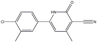 6-(4-CHLORO-3-METHYLPHENYL)-1,2-DIHYDRO-4-METHYL-2-OXOPYRIDINE-3-CARBONITRILE 结构式
