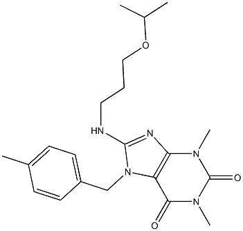 8-[(3-ISOPROPOXYPROPYL)AMINO]-1,3-DIMETHYL-7-(4-METHYLBENZYL)-3,7-DIHYDRO-1H-PURINE-2,6-DIONE 结构式