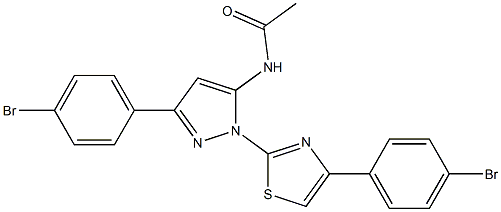 N-{3-(4-BROMOPHENYL)-1-[4-(4-BROMOPHENYL)-1,3-THIAZOL-2-YL]-1H-PYRAZOL-5-YL}ACETAMIDE 结构式