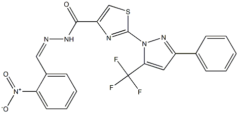 N'-[(1Z)-(2-NITROPHENYL)METHYLENE]-2-[3-PHENYL-5-(TRIFLUOROMETHYL)-1H-PYRAZOL-1-YL]-1,3-THIAZOLE-4-CARBOHYDRAZIDE 结构式