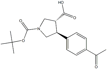 BOC-(+/-)-TRANS-4-(4-ACETYLPHENYL)-PYRROLIDINE-3-CARBOXYLIC ACID 结构式