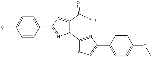 3-(4-CHLOROPHENYL)-1-[4-(4-METHOXYPHENYL)-1,3-THIAZOL-2-YL]-1H-PYRAZOL-5-YLFORMAMIDE 结构式