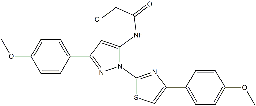 2-CHLORO-N-{3-(4-METHOXYPHENYL)-1-[4-(4-METHOXYPHENYL)-1,3-THIAZOL-2-YL]-1H-PYRAZOL-5-YL}ACETAMIDE 结构式