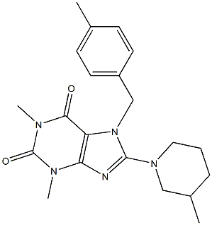 1,3-DIMETHYL-7-(4-METHYLBENZYL)-8-(3-METHYLPIPERIDIN-1-YL)-1H-PURINE-2,6(3H,7H)-DIONE 结构式