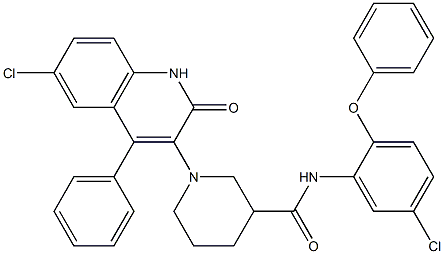 1-(6-CHLORO-2-OXO-4-PHENYL-1,2-DIHYDROQUINOLIN-3-YL)-N-(5-CHLORO-2-PHENOXYPHENYL)PIPERIDINE-3-CARBOXAMIDE 结构式